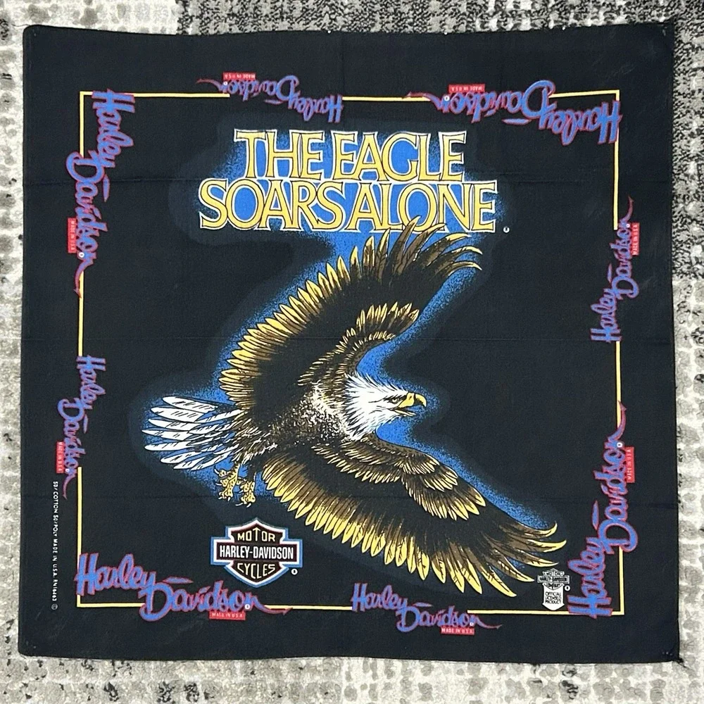 Vintage Harley Davidson EAGLE Bandana Headband‎ Handkerchief USA Biker 70s 80s